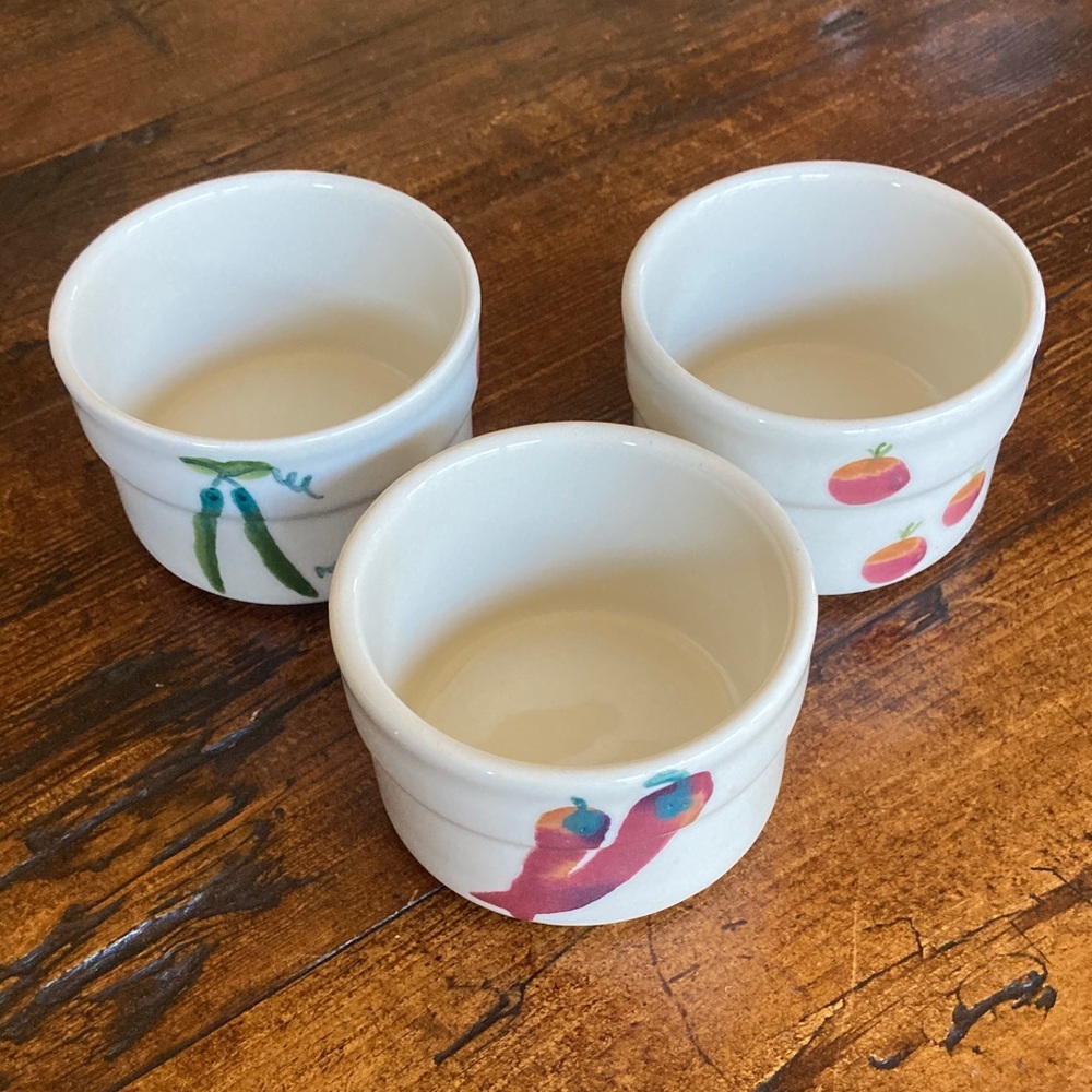 3 Vintage Hartstone "Farmer's Market" Ramekins